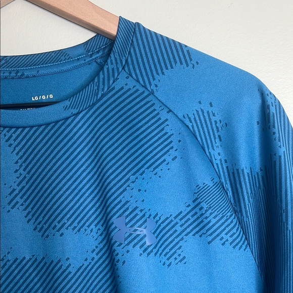 Under Armour The Tech Tee Blue Patterned T-Shirt Large - Picture 3 of 5